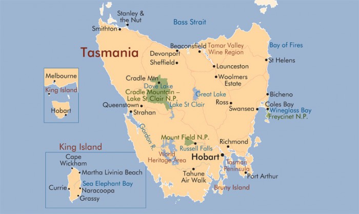 Map of Tasmania - Budget Self Pack Containers