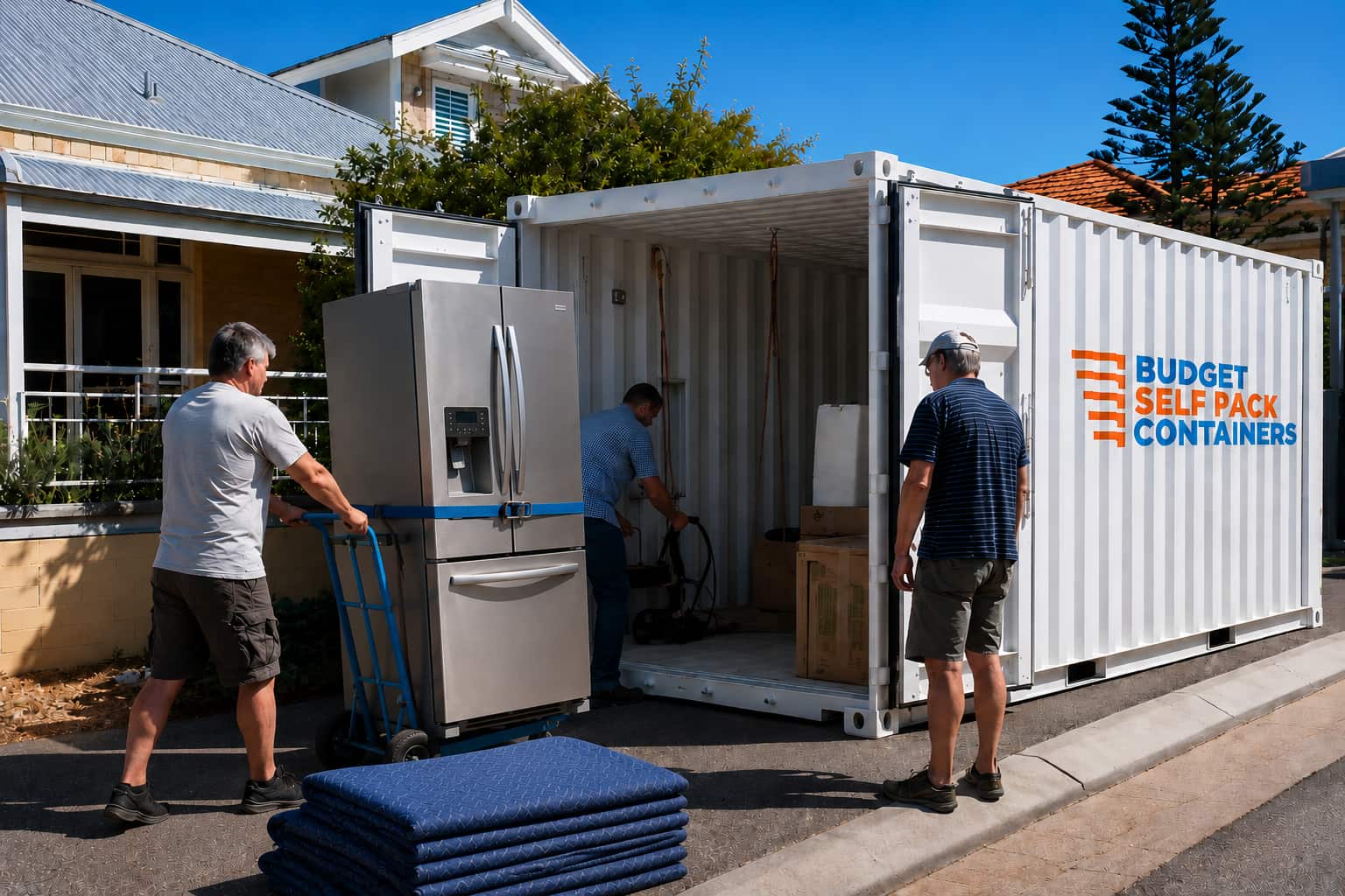 Loading a Fridge in Shipping Container