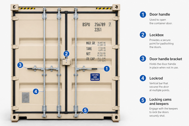 Parts of a Shipping Container Door